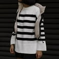 thumbnail image 6 of Duoif Womens Sweaters Women's Striped Round Neck Sweater - Loose Knit Winter Pullover Sweaters for Women White S, 6 of 9