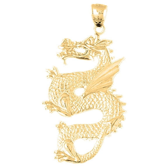 18K Yellow Gold Dragon Pendant - 51 mm