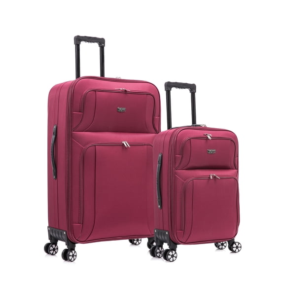 TOSCANO Gestore Ensemble de Bagages Légers Souples 2 Pcs 19 Pouces et 30 Pouces, Extensibles, Roues Pivotantes à 360 Degrés - Bourgogne