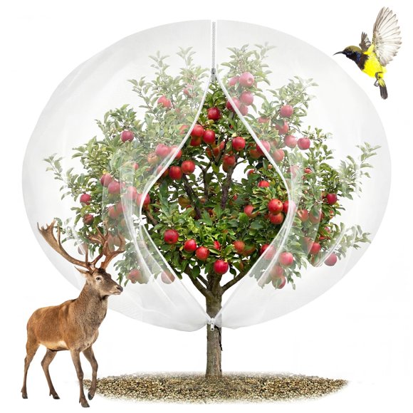 Malla protectora para árboles frutales EaseThrift 3,7 x 3,7 m de alta resistencia con cierre de cremallera