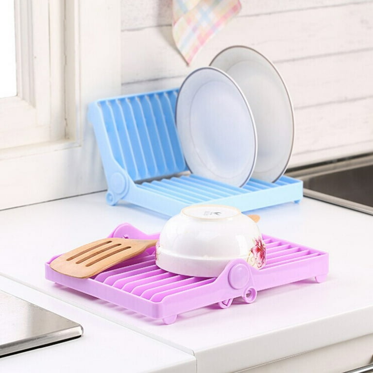  XHHOME Environmental PP Plastic Kitchen Sink Dish Drainer Set  Rack Washing Holder Basket Organizer Tray, Approx 17.5 x 9.5'' x 7'' (Pink)