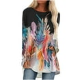 thumbnail image 2 of Pntutb Mujeres Casual Manga Larga Cuello Redondo tops Blusa Suelta Folk-Custom Impreso Camisas Pntutb Pntutb-7399, 2 of 5