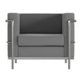 thumbnail image 2 of Emma + Oliver Contemporary Gray LeatherSoft Chair with Double Bar Encasing Frame, 2 of 9