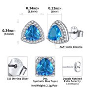 ChicSilver December Birthstone Earrings 925 Sterling Silver Halo Stud Earrings for Women, Hypoallergenic Tanzanite Gemstone Birthday Jewelry Gift