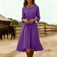 thumbnail image 5 of Omexry Elegant Dresses for Women Women's Summer Solid Color Round Neck Long Dress, 5 of 7