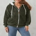 thumbnail image 2 of Womens Full Zip Up Sherpa Hoodie Fuzzy Fleece Jacket Oversized Fluffy Coat with Pockets, 2 of 9