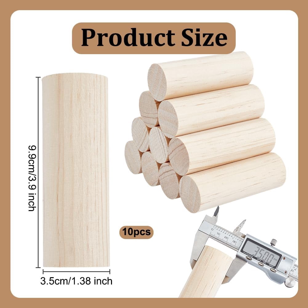 10pcs 10Pcs 3.9x1.4 Inch Wood Round Sticks Unfinished Wooden Dowel Rods Blank Round Dowels Rods Round Dowels Strips Unfinished Wooden Strips Wood Sticks for DIY Crafts Building Model Home Decor White