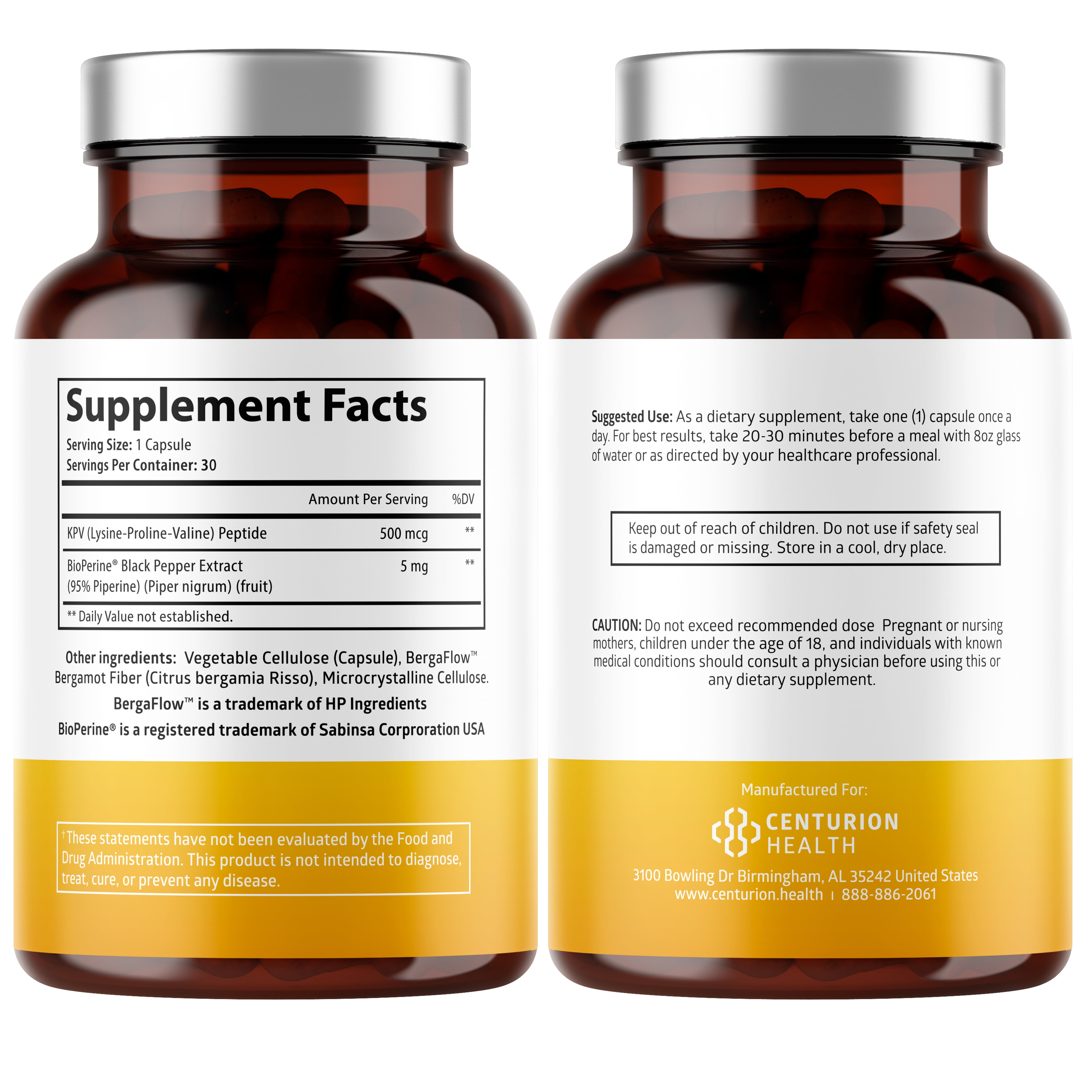 KPV Supplement Lysine-Proline-Valine Peptide Complex with BioPerine, 30 Capsules