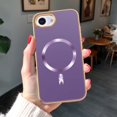 thumbnail image 4 of Designed for iPhone 16e Magnetic Phone Case,Compatible with Mag-Safe,Anti-Scratch PU Leather Bumper,Shockproof Elegant Electroplated Rugged Ultra Slim Thin Phone Case,Darkpurple, 4 of 7