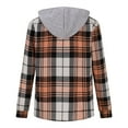 thumbnail image 5 of Flannel Plaid Shirt Jacket for Men Button Up Hooded Shirts Orange Size 2XL, 5 of 9
