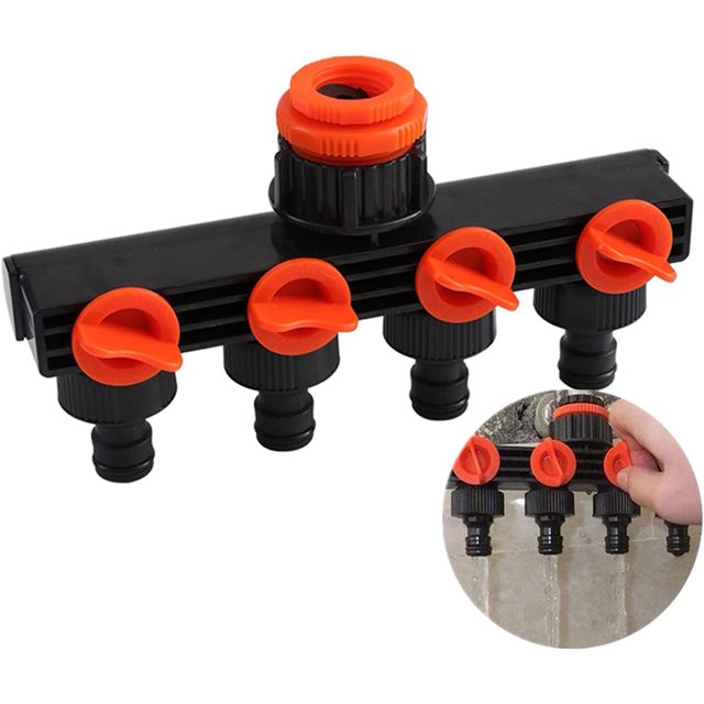 Grifo Y Selector 4 válvulas de salida, distribuidor de 4 vías conector de grifo divisor de manguera para flujo de agua ajustable y bloqueable, riego de jardín TUNC Sencillez
