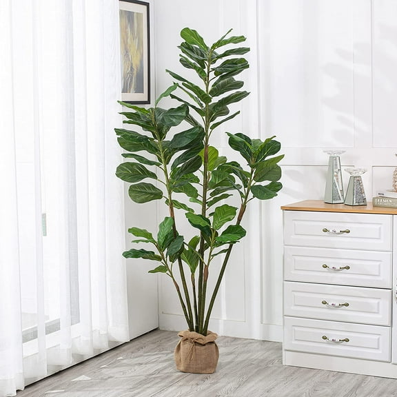 Artificial Fiddle Leaf Fig Plant in Planter (Set of 2)