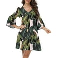 thumbnail image 6 of MLANM Women Summer T-Shirts Dress V Neck Casual Loose Mini Swing Shift Dresses, S Green Leaf, 6 of 7