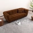 thumbnail image 4 of MAYEERTY Mid-century modern style: camel sofa simple, small square design, velvet fabric texture smooth, retro fashion, solid wood feet, 2 people design, 4 of 5