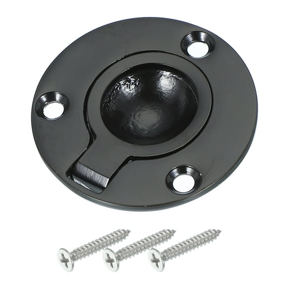 Uxcell 2" Round Flush Pull Ring Handles Square Recessed Door Pull Hidden Boat Hatch Latch,Black