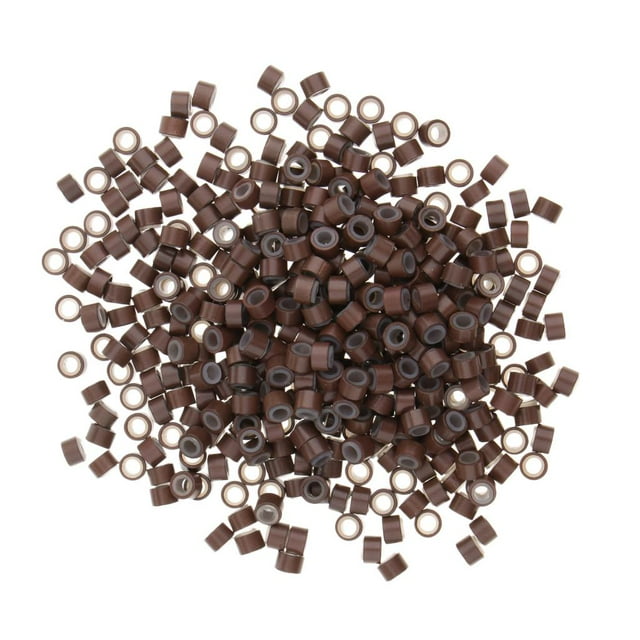 HILABEE Lots de 500 Perles Doublées en Silicone pour Outils de Coiffure Marron