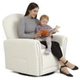 Evolur Vienna Swivel Glider with Ottoman and Nailhead Trim, Greenguard