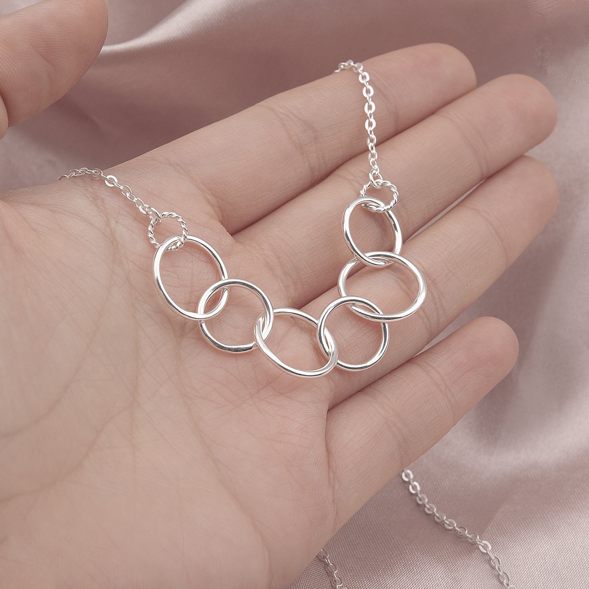 Anavia Happy 60th Birthday Gifts for Women,925 Sterling Silver Necklace, Gifts for mom sixtieth birthday ideas -[6 Regular Circles, No Custom]