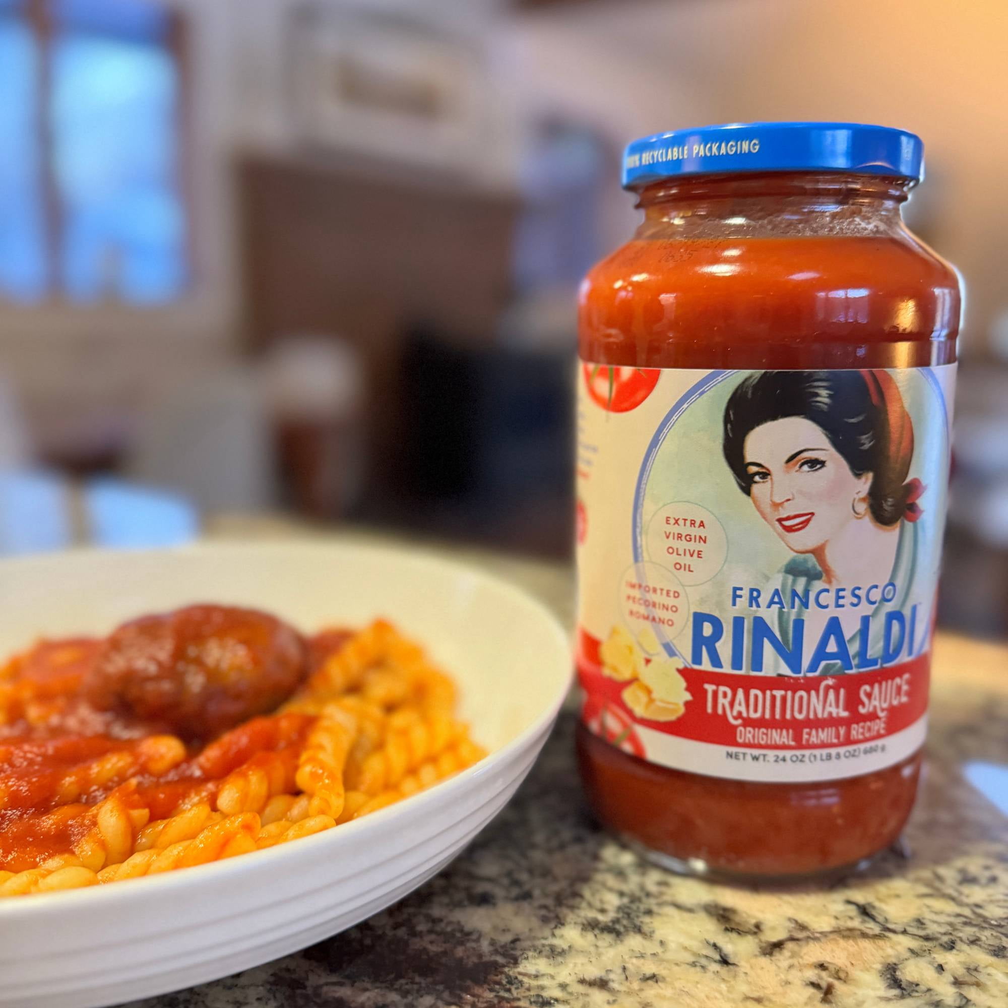 (12 pack) Francesco Rinaldi Traditional Sauce, Original Family Recipe, 24 oz., Low Fat, Gluten Free