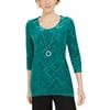 JM Collection Women's Velvet Necklace Top Green Size XX-Large