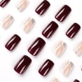 thumbnail image 6 of Fofosbeauty 24pcs Press on False Nails, Square Fake Nails, Short Square Op-Art Brown Redwine, 6 of 8