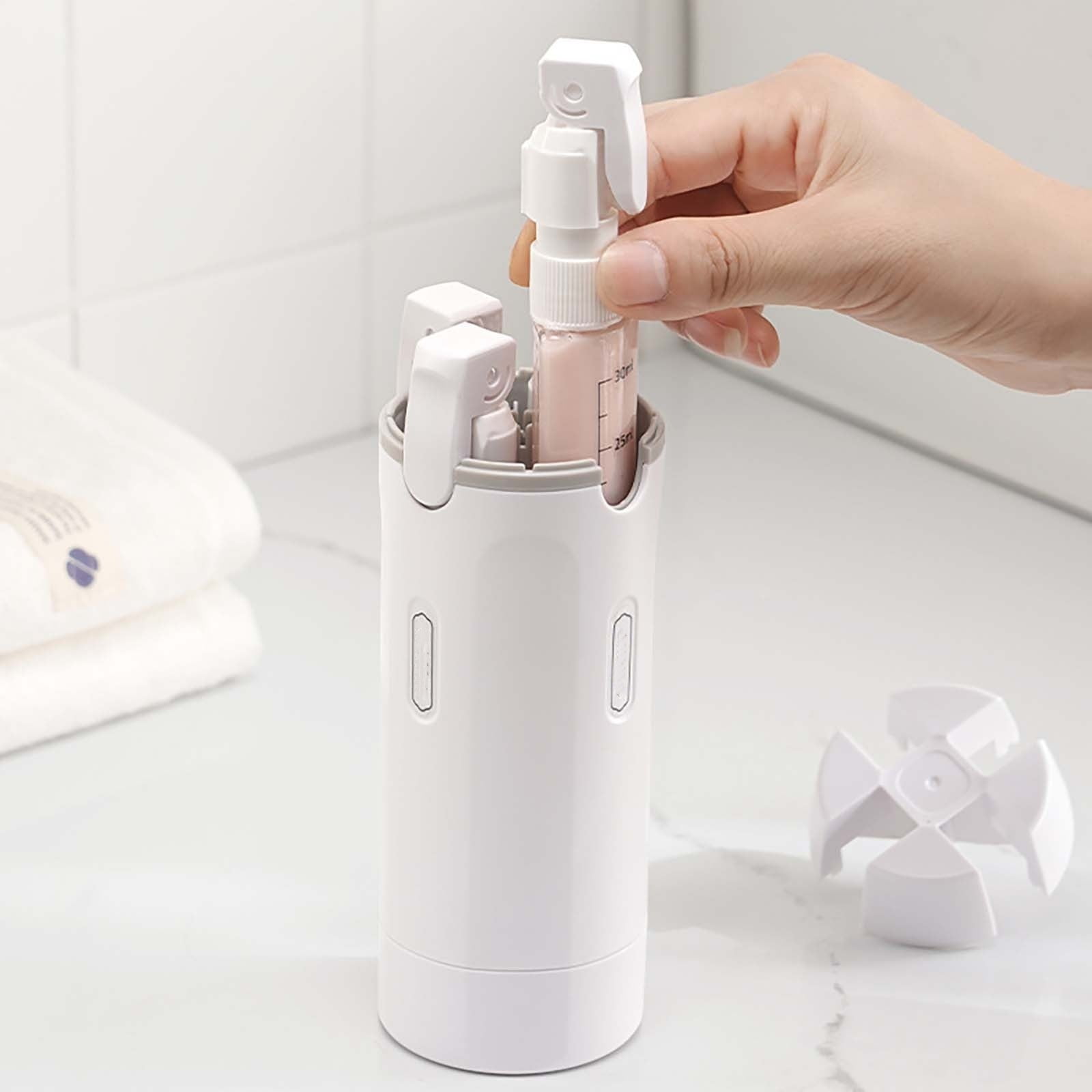 Gytml 4-In-1 Travel Toiletry Dispenser Kit, 30Ml Leak-Proof Refillable Bottles With Storage Case & Labels, Portable Shampoo Lotion Containers For Flights, Gym & Travel(White-A)