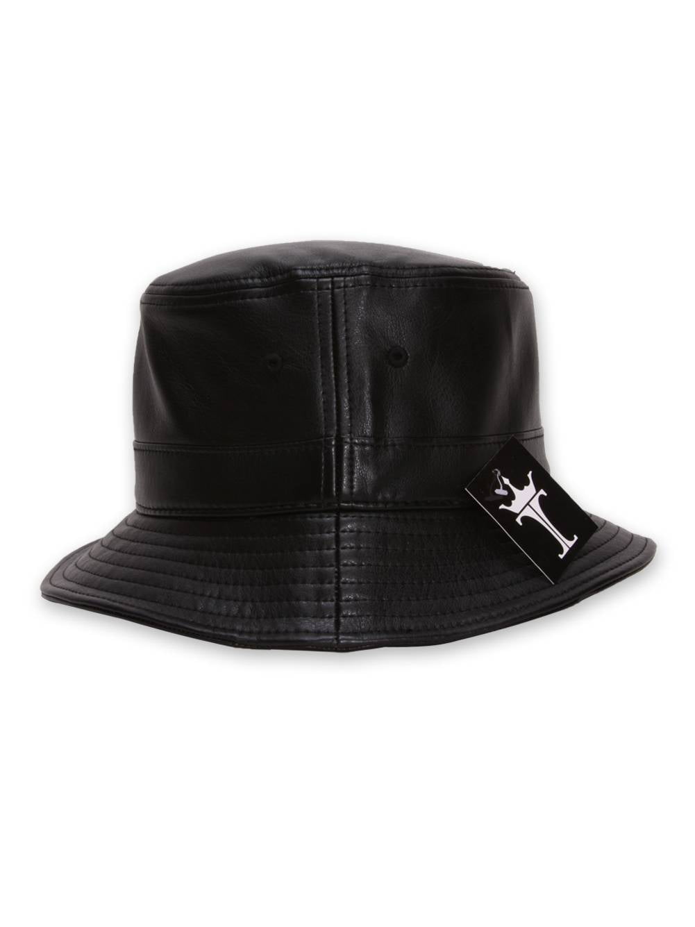 faux leather bucket hat