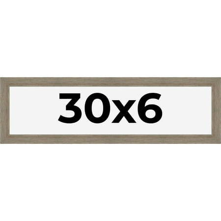 30x6 Frame Gray Barnwood Rustic Solid Wood Picture Frame | 1.5 Inch Moulding Width | Includes UV