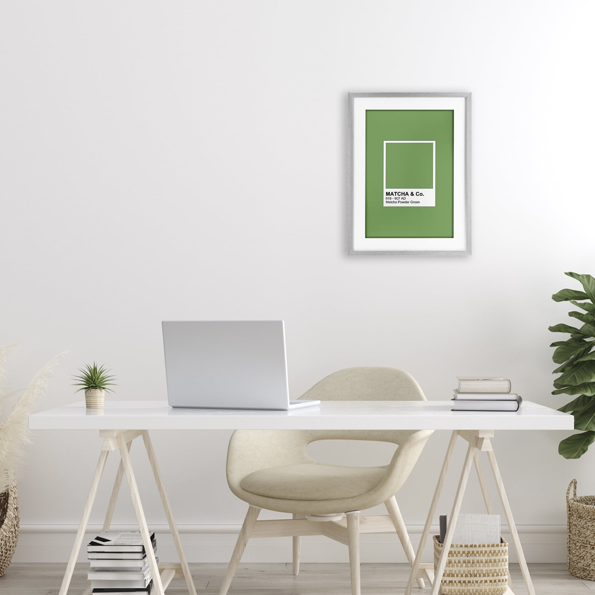 Stupell Industries Matcha Powder Green Shade Gray Framed Print Under Glass, design by Martina Pavlova