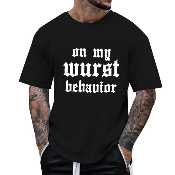 Mens Tshirts Summer Funny Festival Letter Printed Short Sleeve Graphic Tees Lightweight Breathable Soft Comfortable Casual Mens Shirts Black L