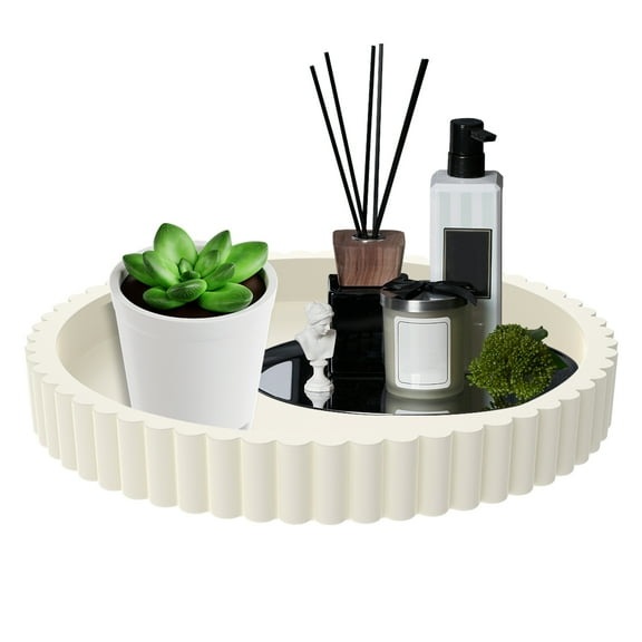 11" Decorative Tray Exquisite Round Decorative Tray for Coffee Table, Living Room, Side Table for Accent Table, Console Table