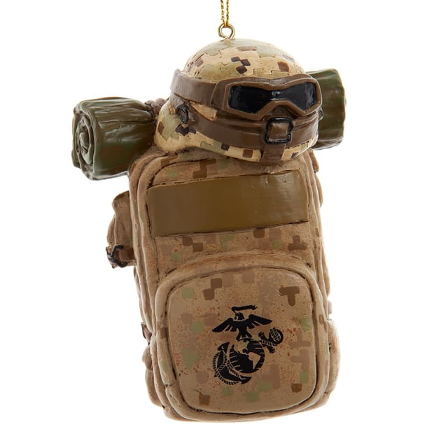 Mochila y casco de Kurt Adler US Marines con adorno navideño