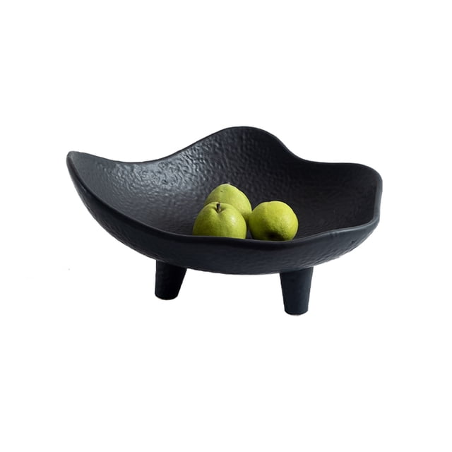 Plato de fruta grande de cerámica Simple for el hogar, adorno decorativo, plato de fruta de hongo creativo, adorno blanco y negro, plato de fruta de tres pies