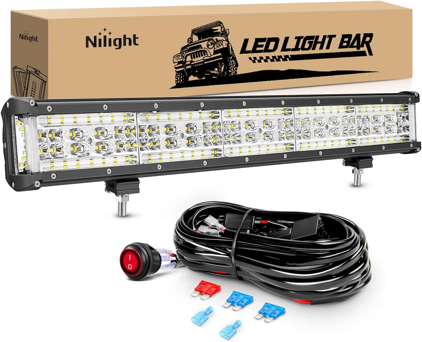 Willpower Double Row 20 126W 10-30V LED Light Bar with Work Light