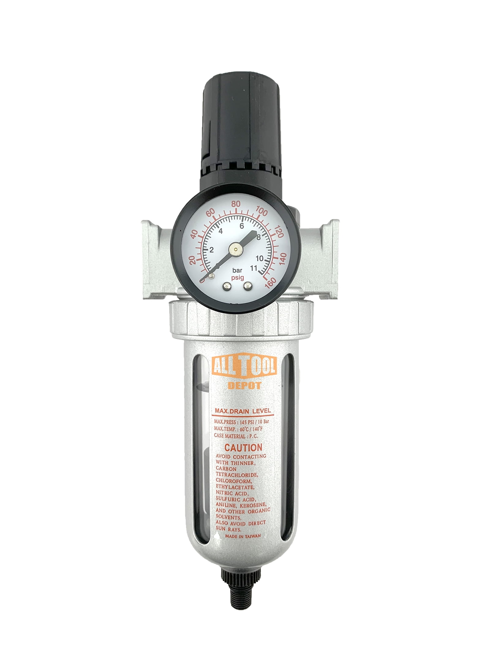 1/4" NPT Mid Flow Compressed Air In Line Filter Regulator Combo