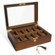 thumbnail image 1 of Uten Caja Para Relojes Con 10 Ranuras Caja Para Relojes De Regalo Para El Día Del Padre Organizador Con Cerradura Dorada Y Llave Caja De Almacenamiento Para Exhibición De Relojes De Madera Con Cojines, 1 of 5
