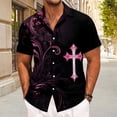 thumbnail image 4 of adaychics Mens Christian Button Up Shirts Cross Floral Print Summer Button Up Shirts Fashion Collared Tops for Vacation Beach, 4 of 7
