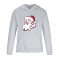 thumbnail image 3 of Penkiiy Men's Santa Claus Pullover Hoodie in Loose fit Heavyweight Ultra Soft Fleece With Pockets Gray, 3 of 5