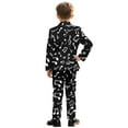thumbnail image 3 of Xoenoiee Music Note Print Boys' 2-piece Formal Suit Set, Single Breasted Jacket & Straight Leg Dress Pants with Functional Pockets, 9-10 Years, 3 of 7