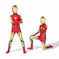 thumbnail image 4 of Deluxe Boys Iron Hero Cosplay Jumpsuit with 3D Metallic Armor Texture & Visor Mask, High Quality Red Gold Suit for Comic Con Events, Red, 130, 4 of 5