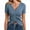 Blue, variant on Womens Ribbed Knit Tops V Neck Short Sleeve Drawstring Ruched Front Slim Fit Casual Everyday Summer Blouses Gray M