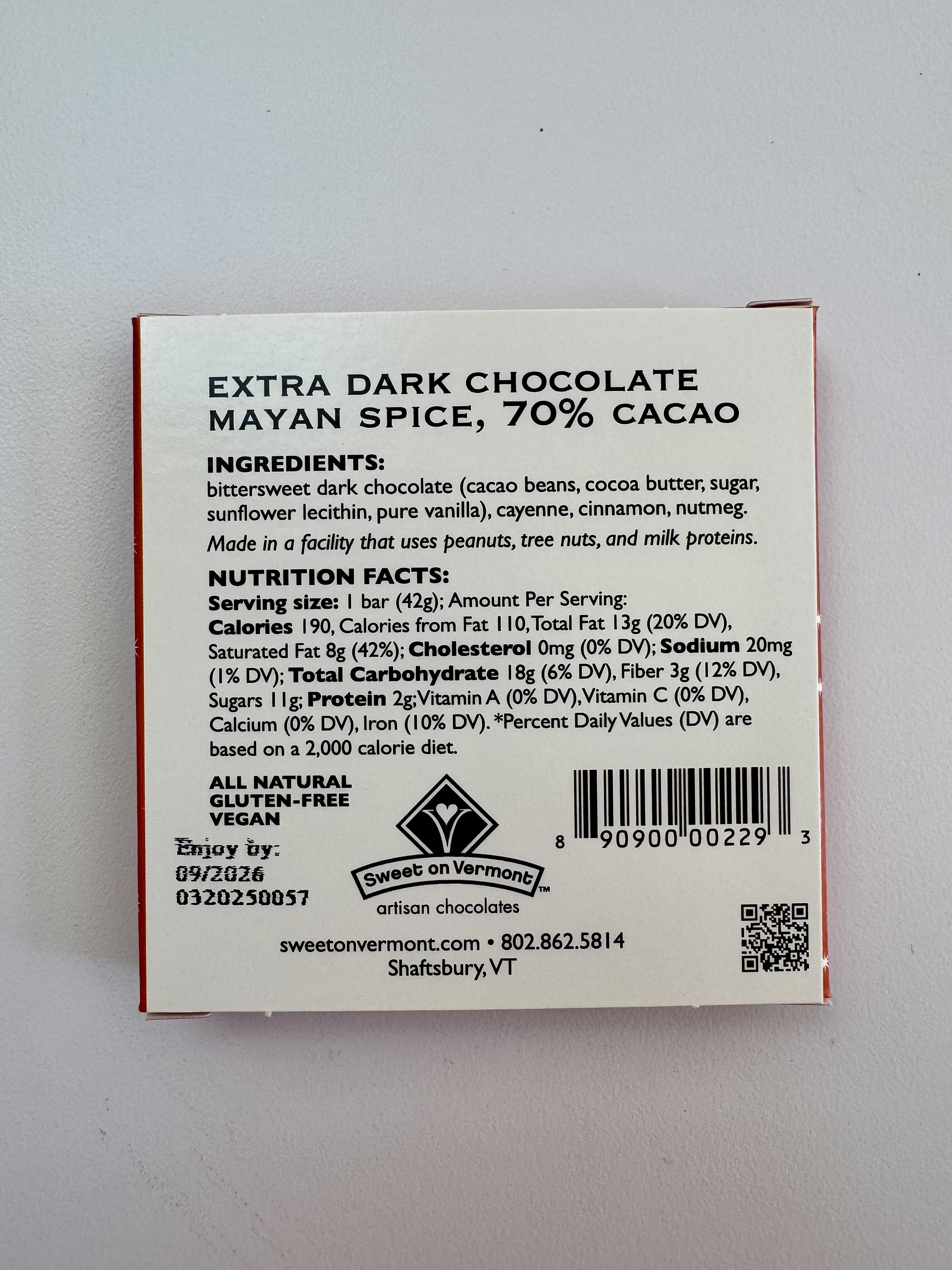 Extra Dark Chocolate Mayan Spice Bars - 9-Pack (Sweet on Vermont)