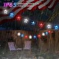thumbnail image 4 of Twfbrm 4th of July Star String Lights, 21.3 Ft 30 LED Red White and Blue Star Shaped Hanging Lights, Solar Powered Waterproof Decorative Fairy Light Patriotic Decorations for Garden Porch Patio, 4 of 9