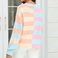 thumbnail image 6 of Riecok Plus Size Sweater for Women Long Sleeves Crewneck Striped Sweater Color Block Fall and Winter All-match Casual Fashion Sweaters Pink L, 6 of 6