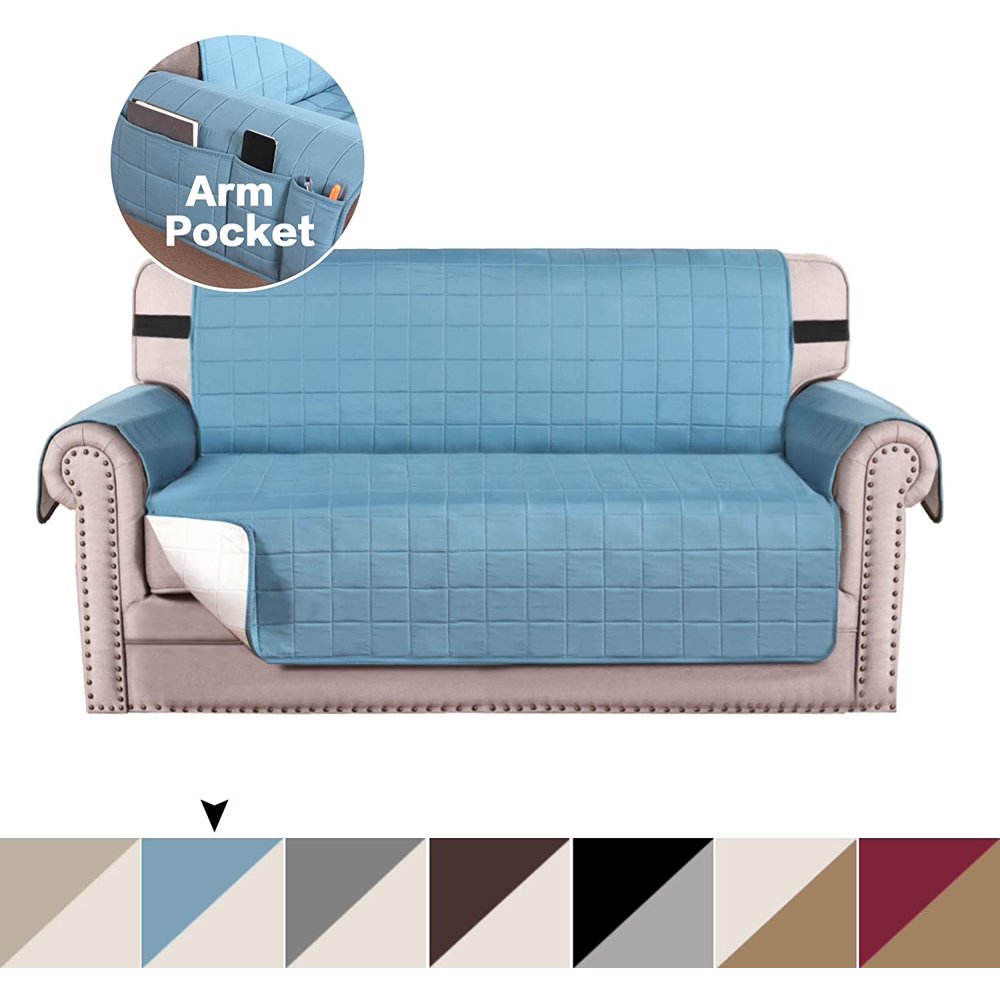 Premium Reversible Loveseat Slipcover Loveseat Covers, 2" Elastic Strap