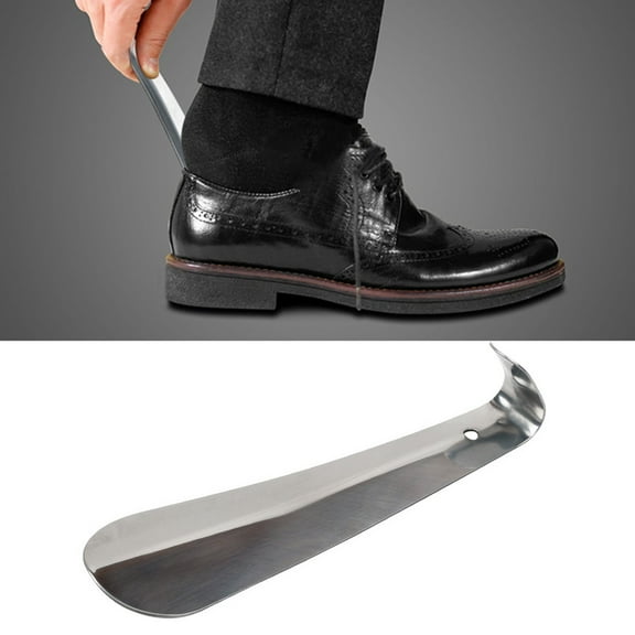 Long Metal Shoe Horn, Stainless Steel Shiny Silver Metal Shoe Boots Horn with Handle for Men Women Kids Seniors