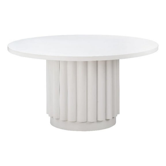 Pemberly Row Transitional 55" White Round White Dining Table
