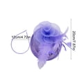 thumbnail image 3 of Purple Pillbox Fascinator Headband for Women Vintage Hat for Weddings Tea Party with Feathers Mesh Clip, 3 of 6