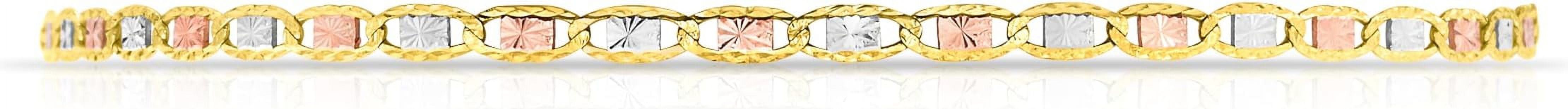 Floreo 10k Tri-Color Gold 2.1mm Valentino Link Chain Necklace