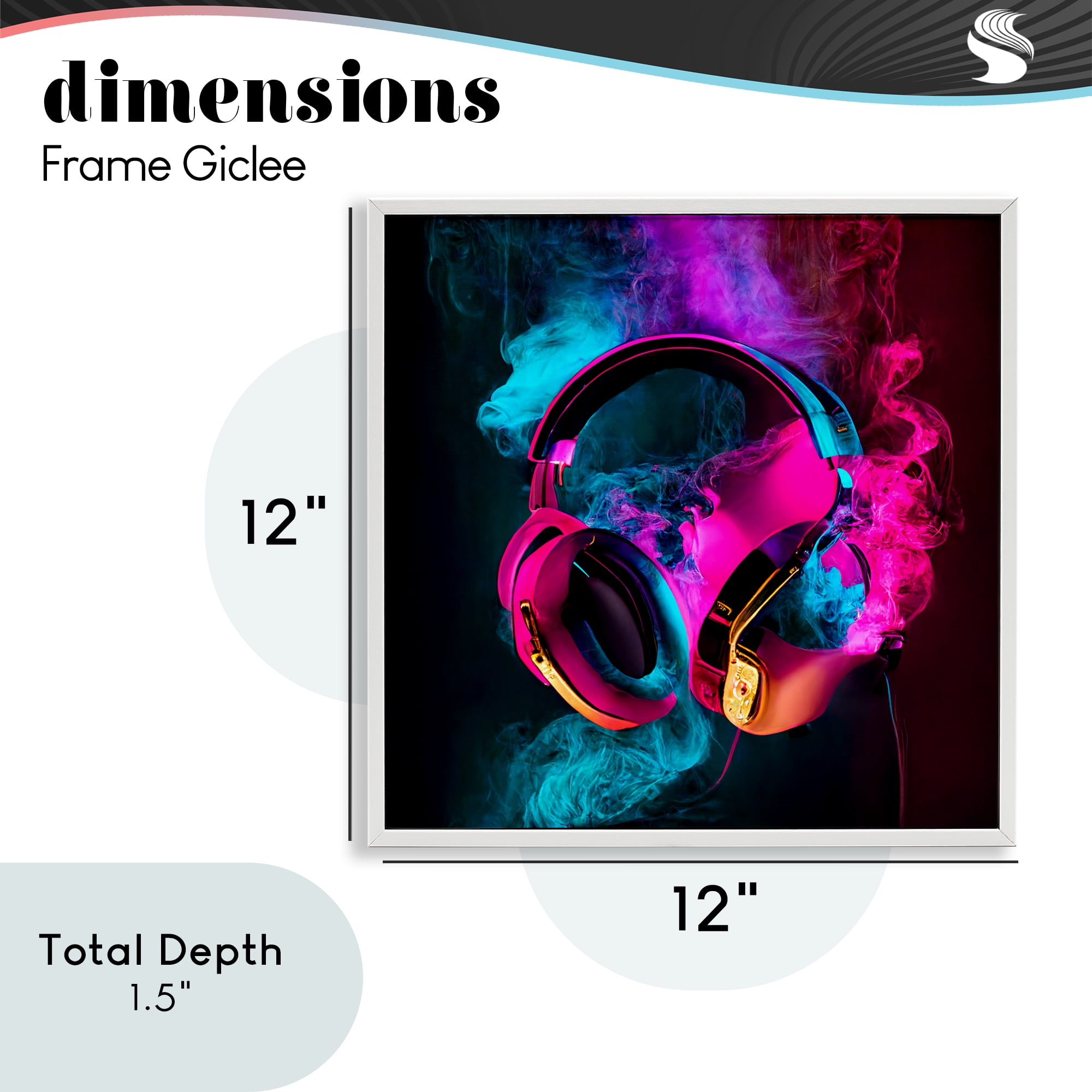 Power Play Pink & Blue Headphones White Framed Giclee Art, design by Sasha